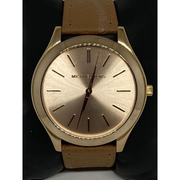 Michael Kors Runway MK3197 Unisex Brown Leather Analog Dial Quartz Watch EY315 - Picture 2 of 12